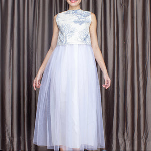 Emma Open Back Top in Blue Canvas - image