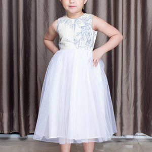 Emma Tulle Midi Dress in Blue and White Tulle Skirt - image