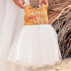 Emma Tulle Midi Dress in Mustard Sheep and Cream Tulle Skirt - image