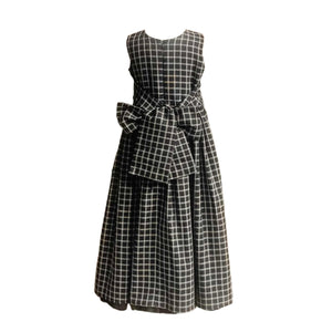 Sleeveless Balloon Skirt with Tulle Hem in Black and White Checks