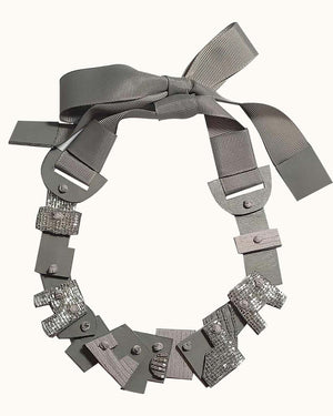 Pieces Silver Grey Mini Leather Upcycled Leather - image
