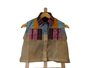 1-of-1 Jusi Sleeveless Barong with Handwoven Patchworks from Ifugao and Abra - image