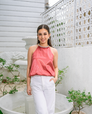 Celeste Halter Top with Rhinestones - image