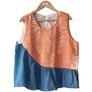 Bahati Top in Orange / Aqua - image