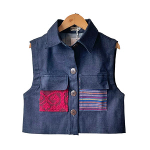 Demi Vest with Stripes and Red - image