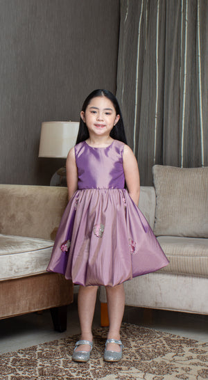 Sleeveless Mushroom Dress with Florets in  Deep Purple - image