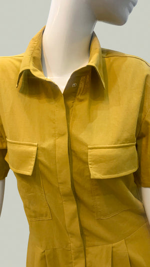 Short Sleeve Baggy Jumpsuit in Mustard - image