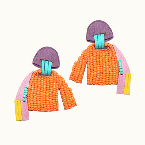 Vivere Mini Leather Hand Beaded Earrings - image