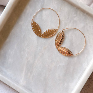 Rose Gold Leaf Earrings - image