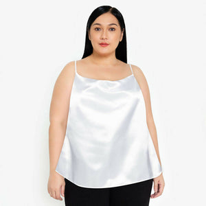 Plus Size Athena Satin Draped Neck Cami - Ivory White - image