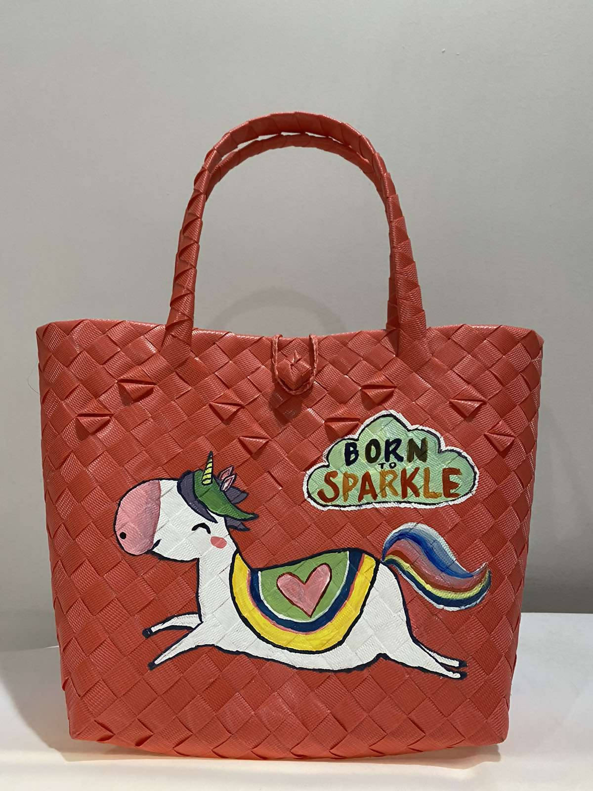 Born to Sparkle Handpainted on Orange Bayongciaga Frankie and