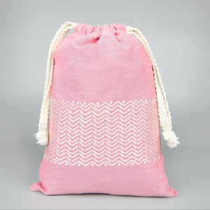 Yana on Red Cotton Chambray Medium Drawstring Pouch - image