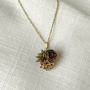 Succulent Polymer Clay Necklace - image