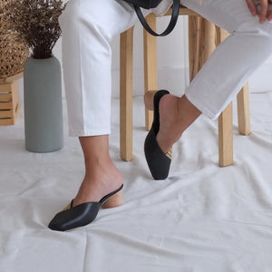 Sandra Square Toe Mules - Black - image