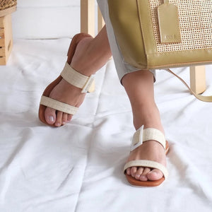 Selena Raffia Slide - Ivory - image