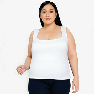 Plus Size Isabelle Square Neck Tank Top - Pearl - image