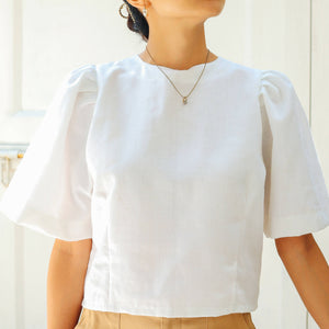 Hazel Puff Sleeve Top in Off white - image