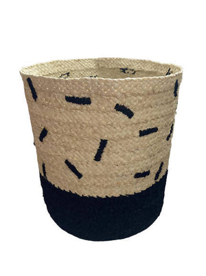 Raffia Sprinkle Basket Black-White - image