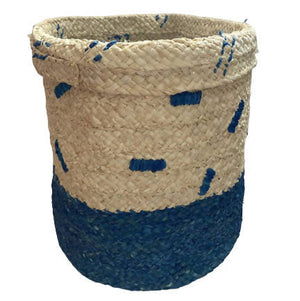 Raffia Sprinkle Basket Blue-White - image