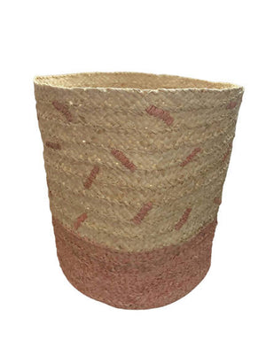 Raffia Sprinkle Basket Pink-White - image