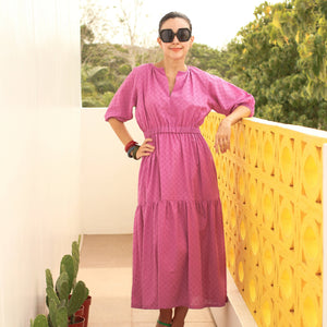 Thurman Boho Dress in Berry Eyelet - image