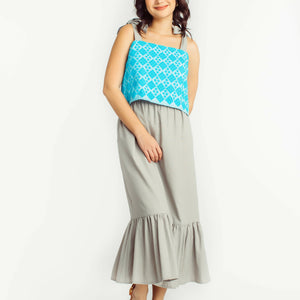 Lia Dress in Grey with Light Blue Inabel - image
