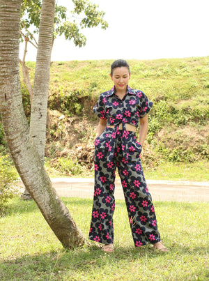 Palma Wrap Top and Wide leg Pants Set in Floral Pop - image