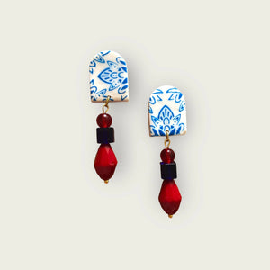Astrid Earrings in Blue and Red - image