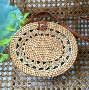 Handwoven Rattan Sling Bag - image
