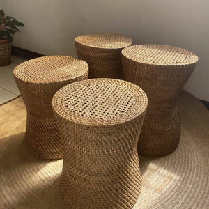 Rattan Rook Stool with Solihiya - image