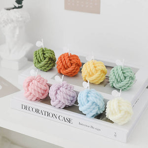 Aesthetic Knot Wool Ball Candle - image