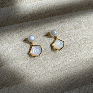 Shell Freshwater Pearl Earrings - image
