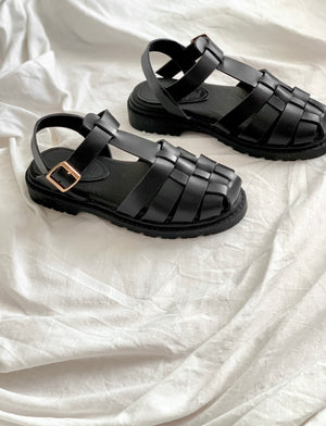 Hera Chunky Fisherman Sandals in Black - image