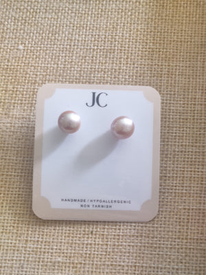 Freshwater Pearl pink stud earrings - image
