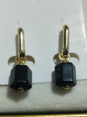 Onyx tube  Earrings small - image