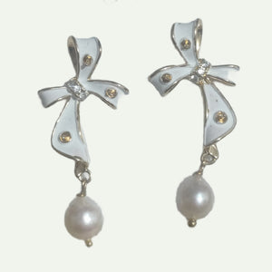 Ribbons2 Salt Water Pearl Earrings - image