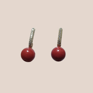 NATURAL CORAL LOOP EARRINGS - image