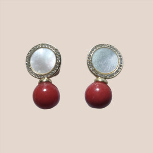 Natural Coral MOP earrings - image