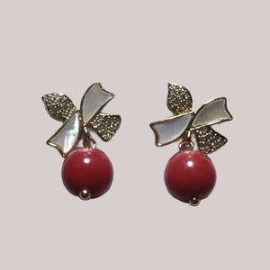 Natural  Coral MOP RIBBON earrings - image