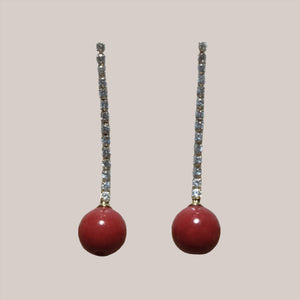 Natural Coral Diamond drop earrings - image