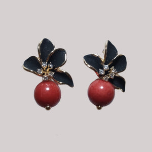 Natural Colar Black Orchid Earrings - image