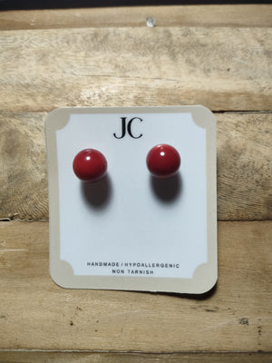 Natural Coral  Round Stud earrings 2 - image