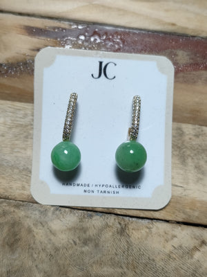 Burmese jade Diamond loop earrings - image