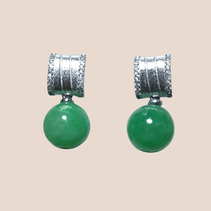 Burmese jade white stud earrings 3 - image