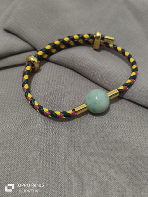 Blue red yellow Jade leather bracelet - image