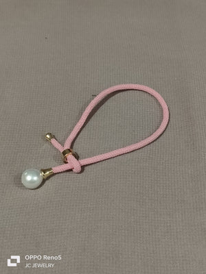 Y bracelet pearl pink silk - image