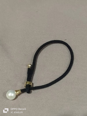 Y bracelet black silk pearl - image