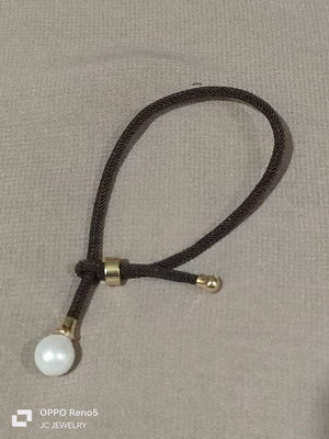 Y bracelet dark brown silk pearl - image