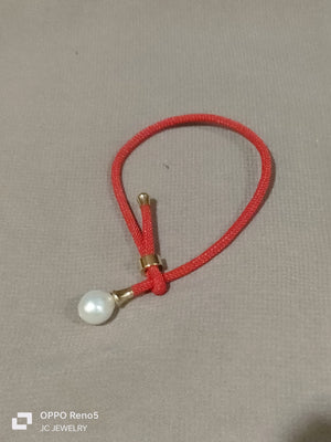 Y bracelet Red silk pearl - image