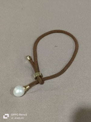 Y bracelet brown silk pearl - image